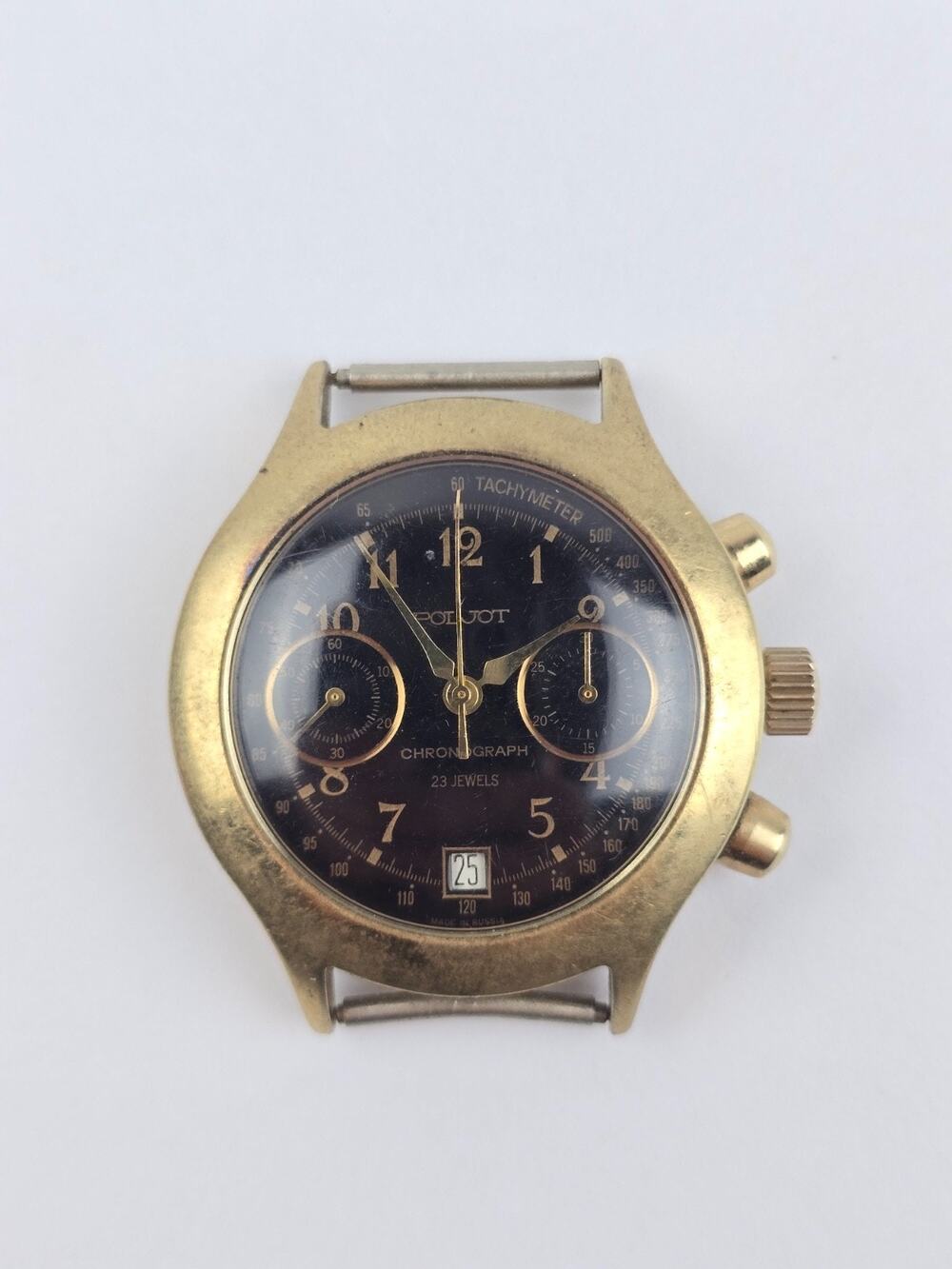 Poljot Chronograph Vintage Russian Mechanical Watch Cal. 3133 Runs -loose button
